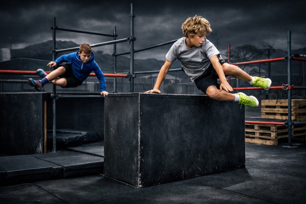 urban parkour training in action